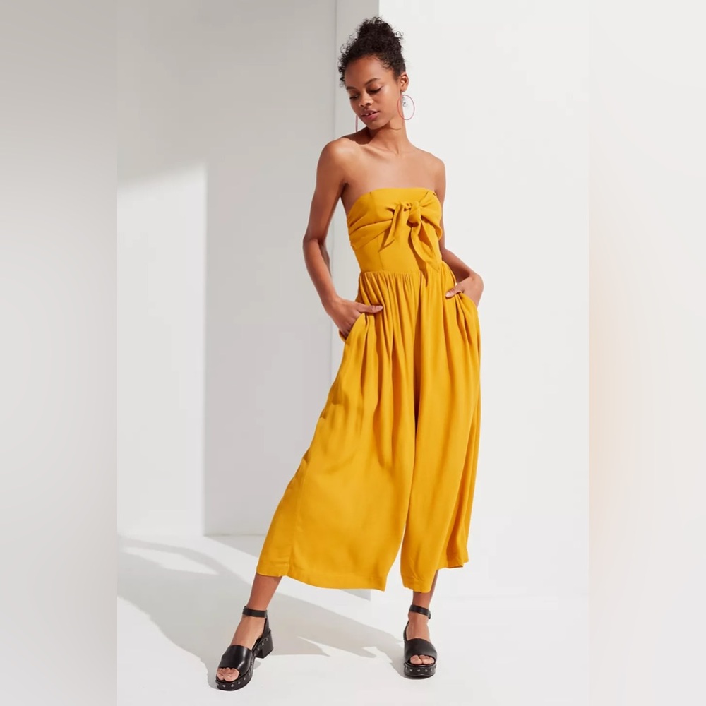 Urban Outfitters Mustard Strapless Jumpsuit